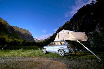 Tent on car roof