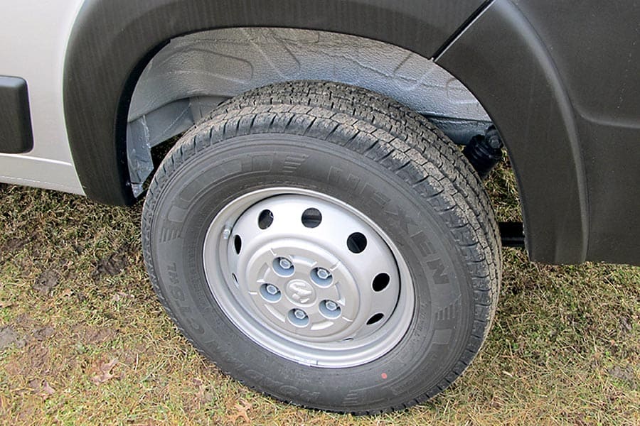Close up of Ram Promaster tire
