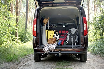 Camping gear in van