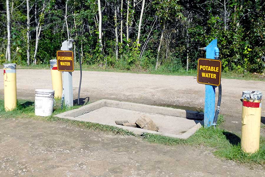 Potable water hookup at campground