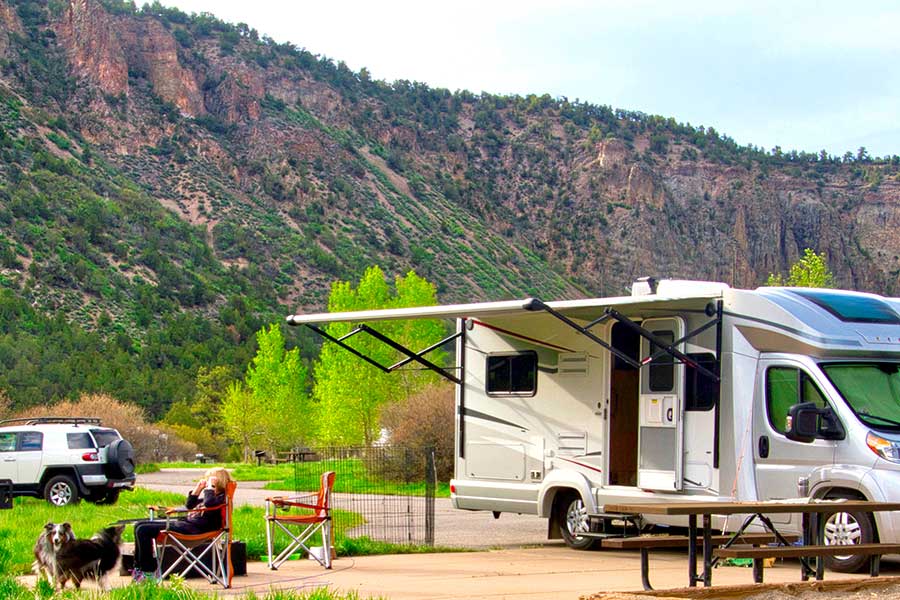 Camper at Ridgway State Park, Colorado