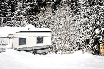 Camper in snow
