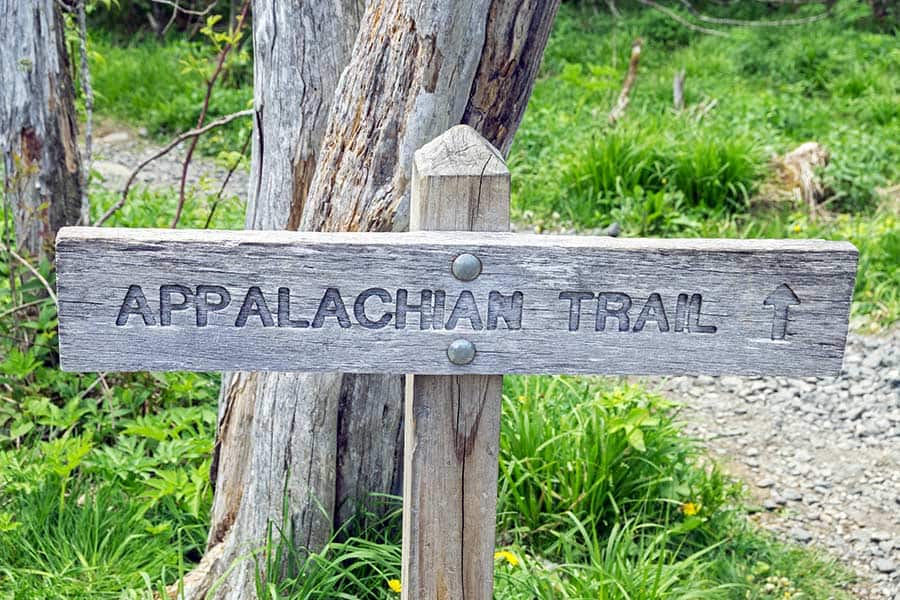Wooden sign with Appalachian Trail engraved on it