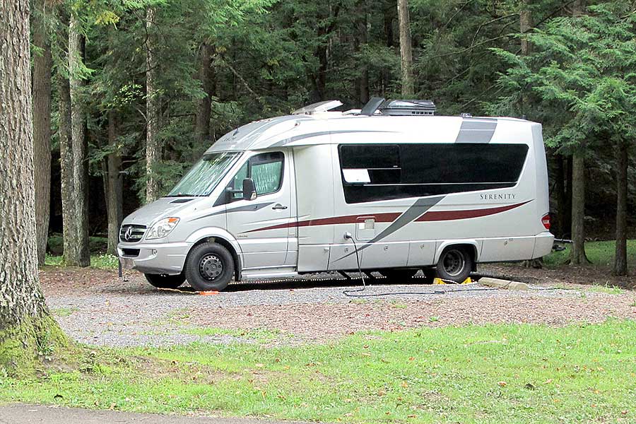 Mercedes-Benz conversion van at campground