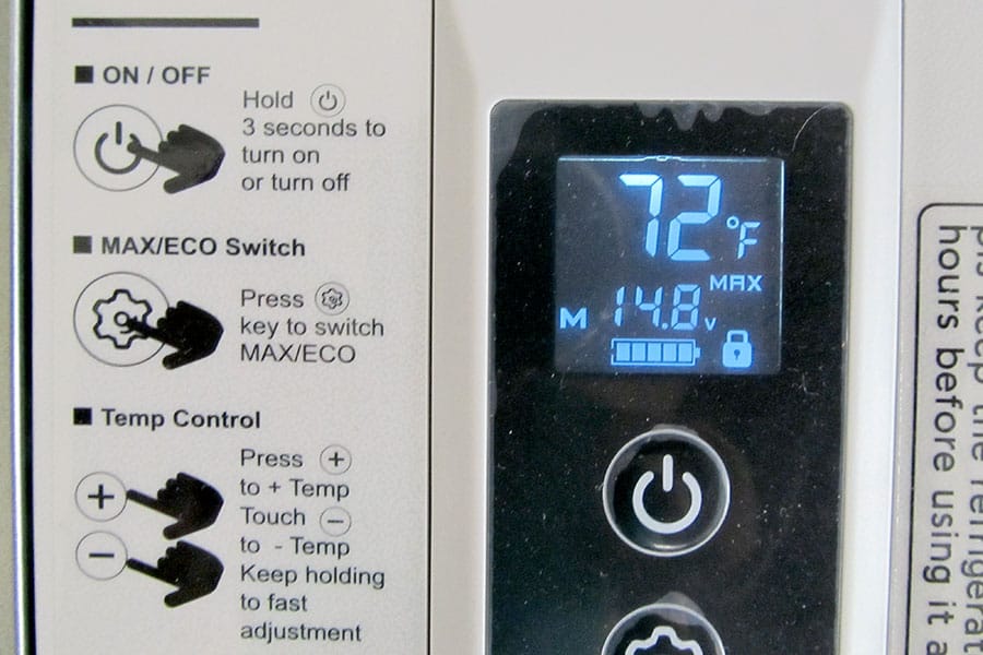 Close up of refrigerator controls
